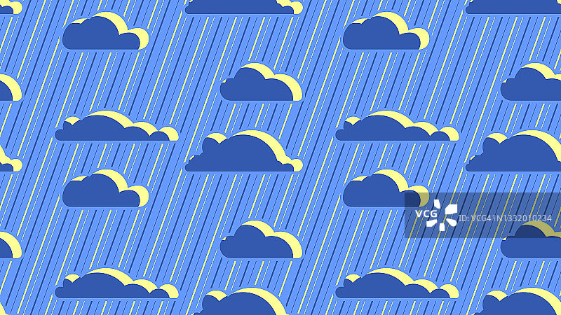 简单无缝矢量插图-雨云和雨线。图片素材