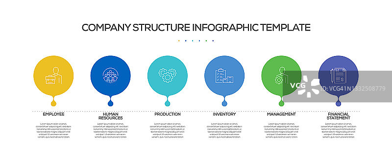公司结构相关流程信息图表模板。过程时间图。带有线性图标的工作流布局图片素材