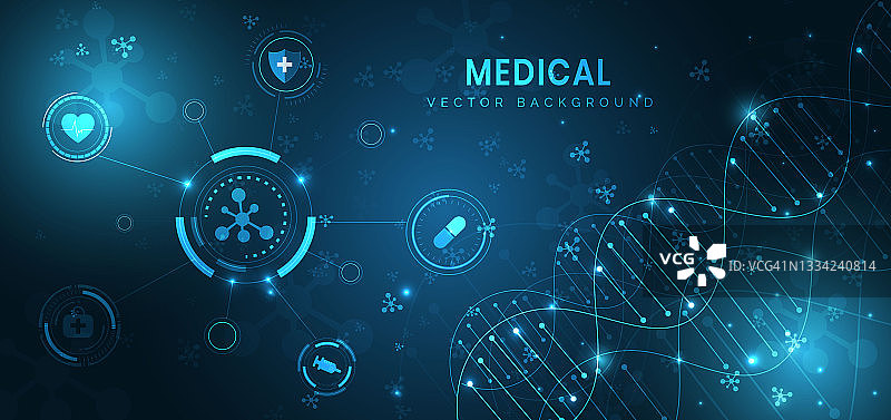 医疗科技与科学概念及保健图标图案背景。图片素材