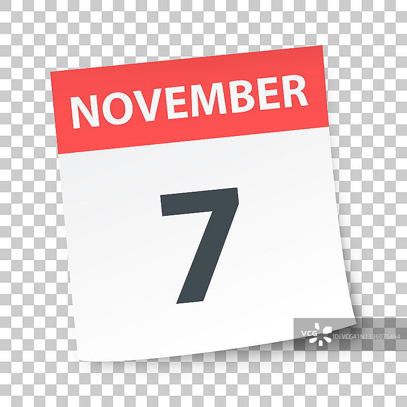 11月7日-每日日历在空白背景图片素材