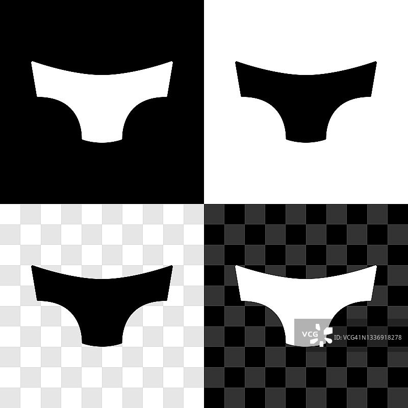 设置男人内裤图标孤立在黑白，透明的背景。人的内衣。向量图片素材