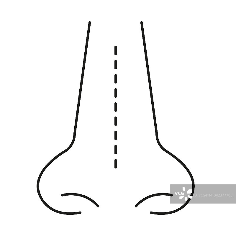 鼻子整形手术-黑色矢量图标。EPS10图片素材