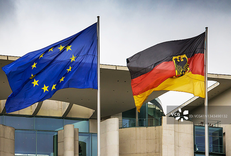 德国和欧盟旗帜图片素材