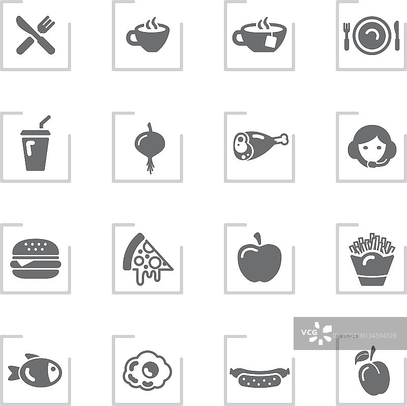 食品和饮料图标|框灰色图片素材