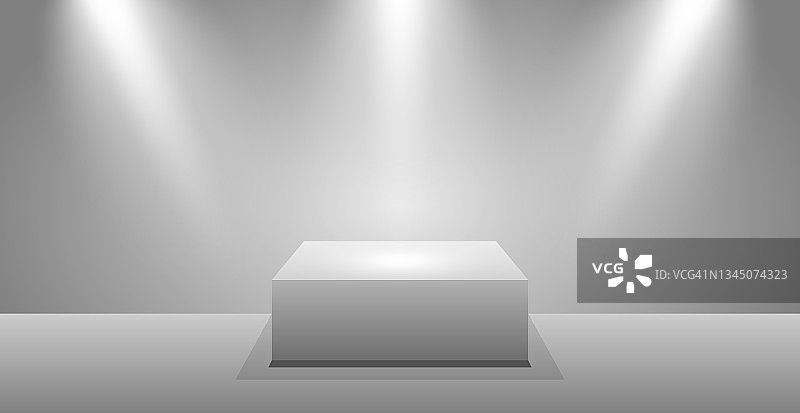 现实的长方形白色讲台在一个光工作室-向量图片素材