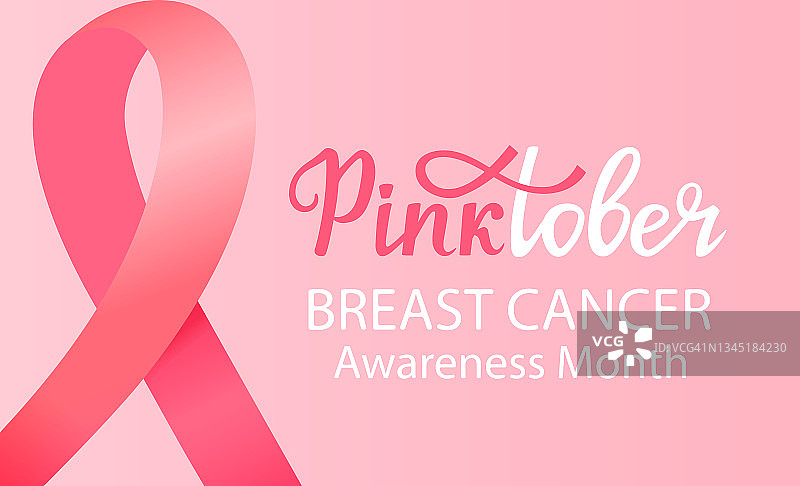 Pinktober。全国乳腺癌宣传月横幅上有粉红色的丝带图片素材