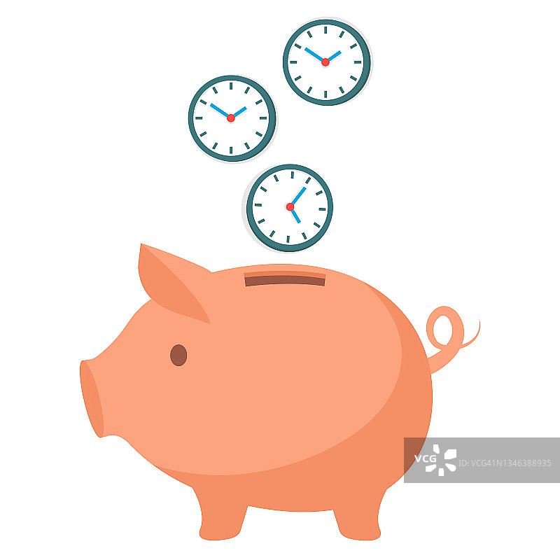 存钱罐与时钟业务概念节省时间图片素材