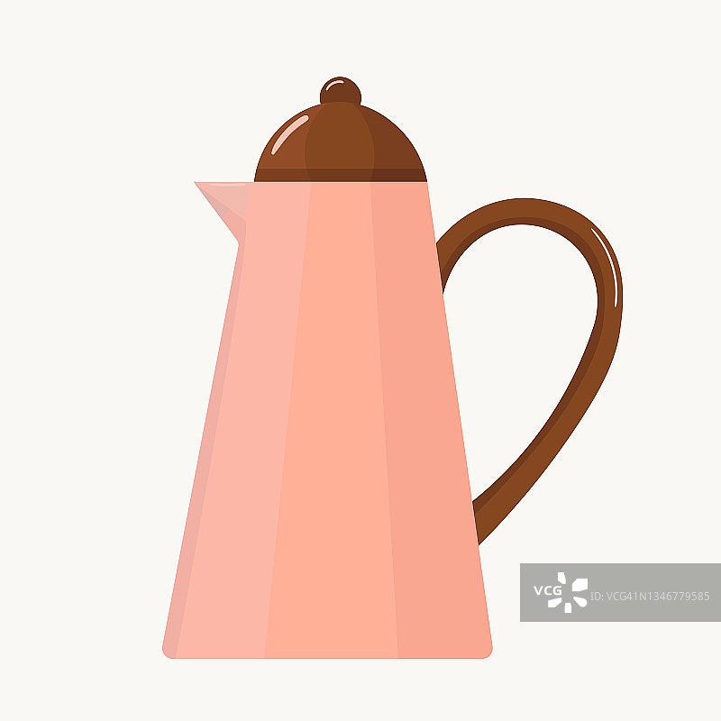咖啡壶在平面风格孤立在背景上。矢量图图片素材