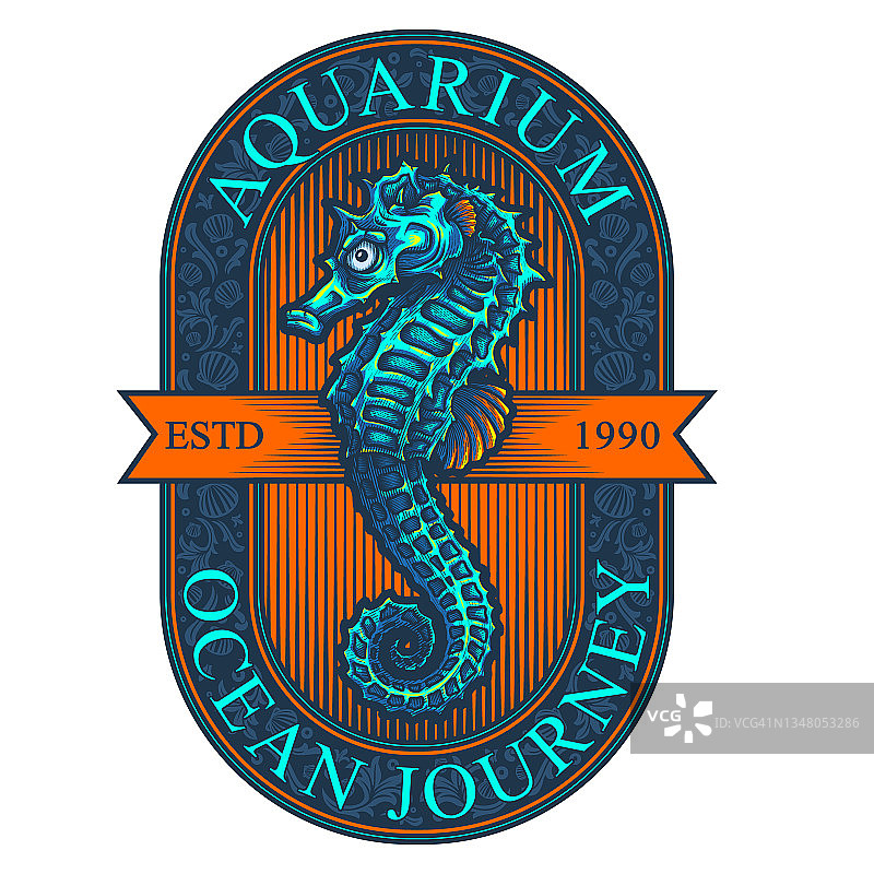 “水族馆海洋之旅”标签设计。图片素材