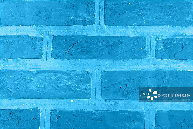 明亮的空空白充满活力的绿松石蓝色砖图案墙壁纹理grunge向量背景与浅色砌体接缝图片素材