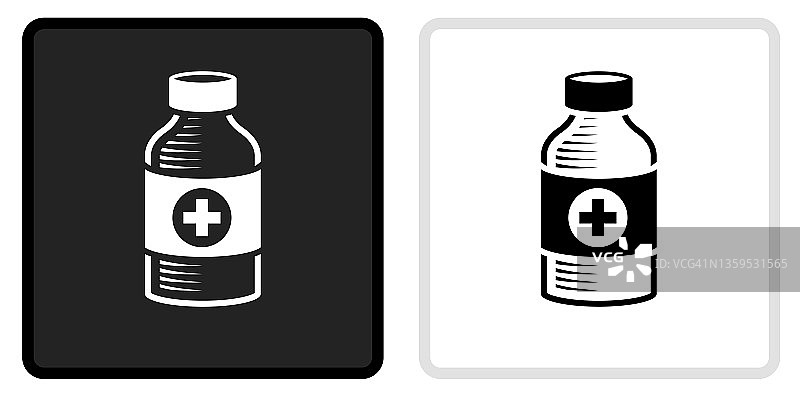 医药瓶图标上的黑色按钮与白色滚动图片素材