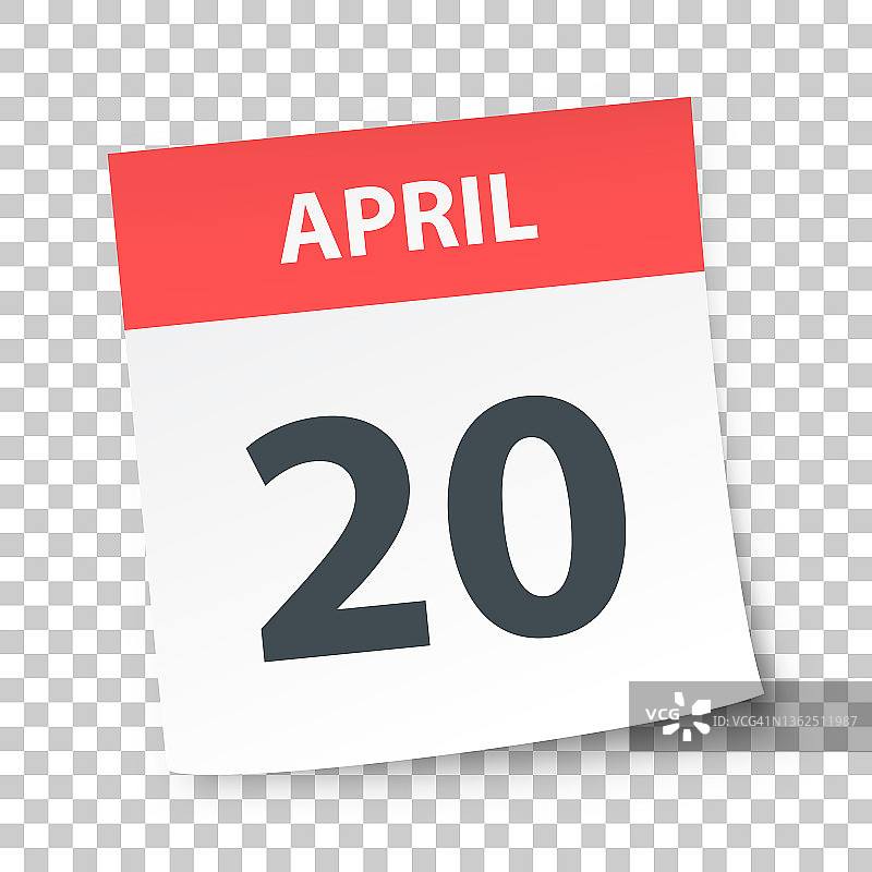 4月20日——空白背景上的每日日历图片素材