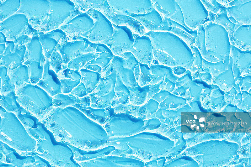 蓝色水波抽象或自然气泡纹理，凝胶皂，背景摄影图片素材