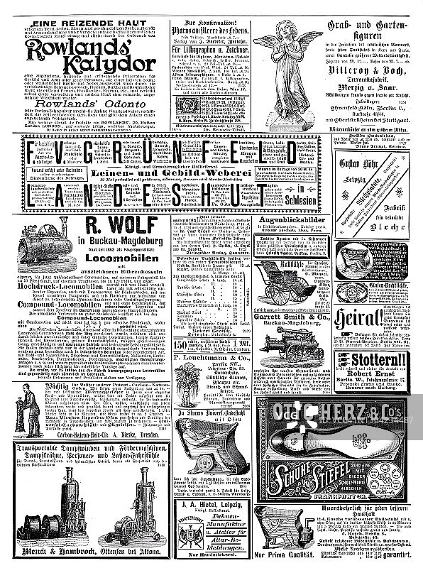 1887年德国杂志上的广告包括奥托赫兹的鞋子图片素材