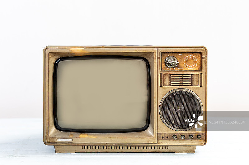老式的，老式的电视孤立在白色的背景上图片素材