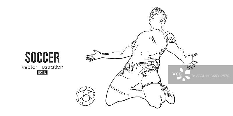足球运动员在行动孤立的白色背景。矢量图图片素材