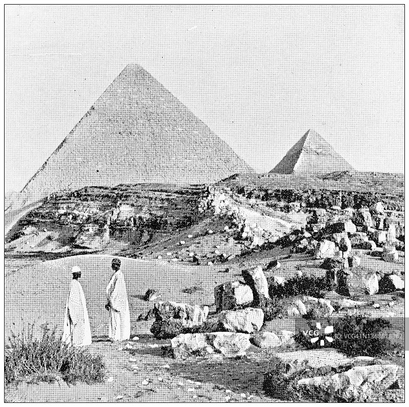 古埃及旅行照片:贝都因人在金字塔图片素材