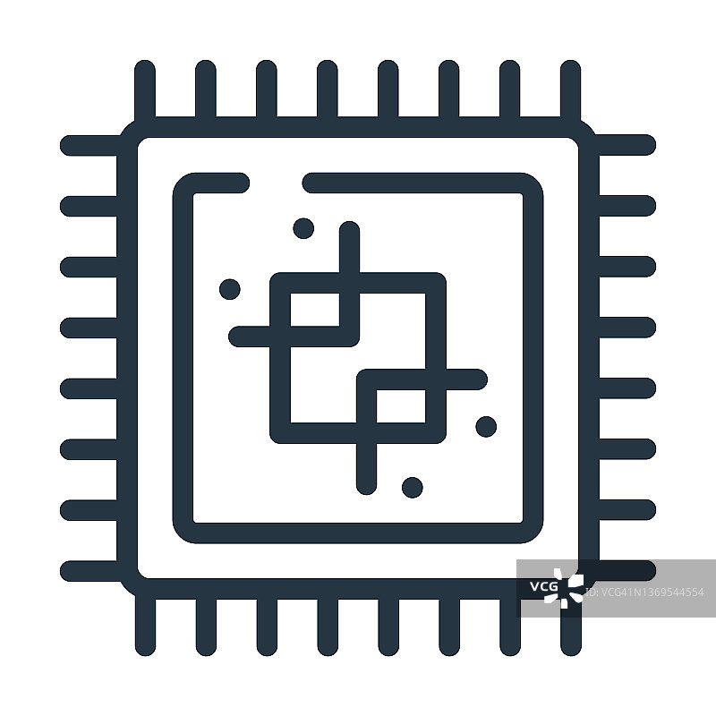 大处理器细线图标。处理器、CPU线性图标来自硬件概念孤立的轮廓符号。矢量插图符号元素的网页设计和应用程序。图片素材