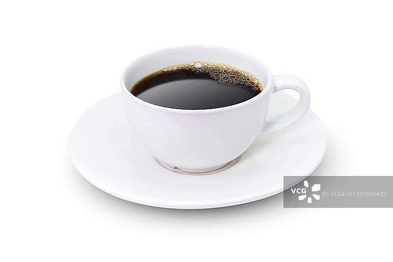 一杯热黑咖啡，孤立在白咖啡上图片素材