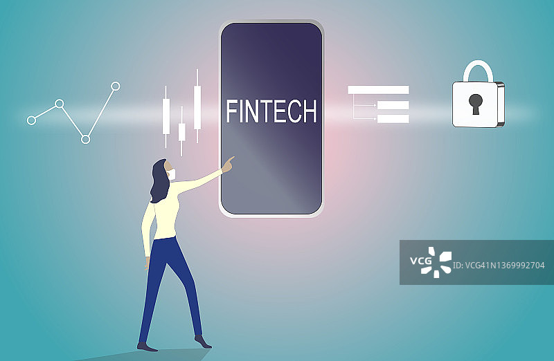 智能手机上的金融科技和金融科技图片素材