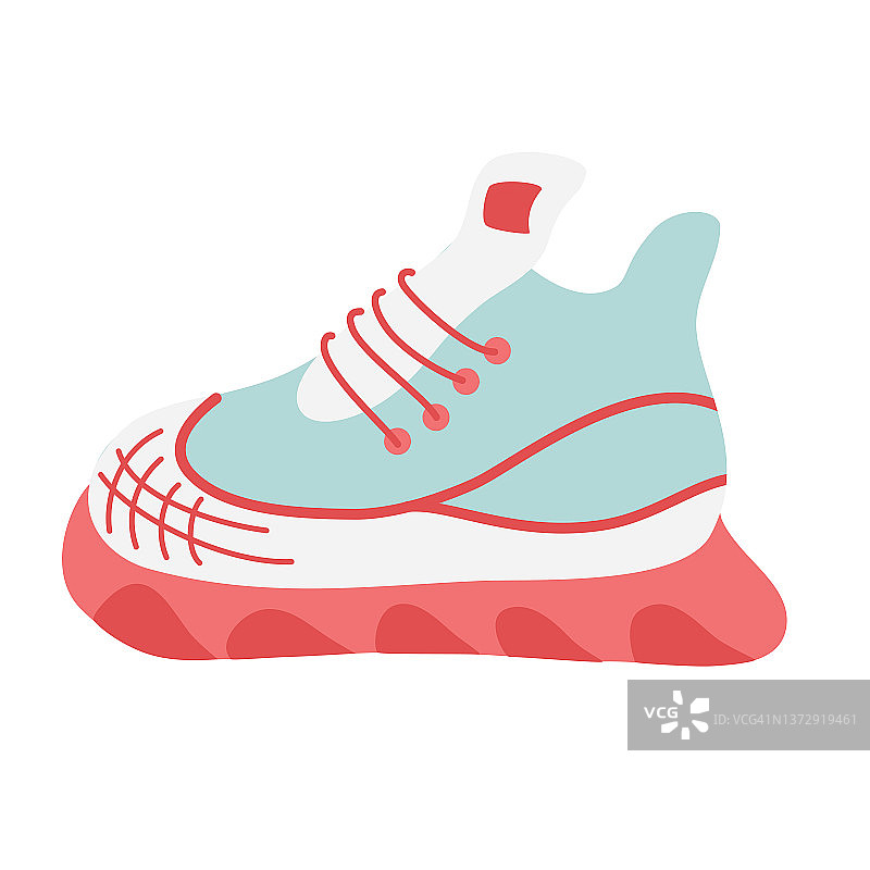运动鞋。适合运动、健身、跑步、散步和旅行的鞋。平面矢量插图孤立在白色背景上图片素材