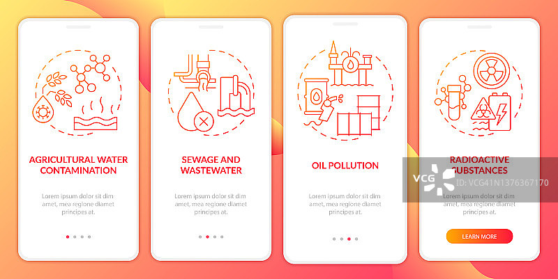 水污染导致手机app屏幕红色梯度图片素材