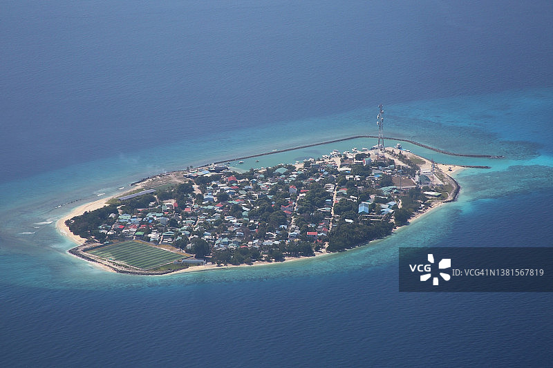 马尔代夫社区，珊瑚环礁，阿里环礁，马尔代夫，印度洋。图片素材