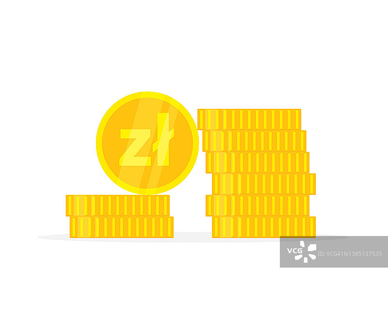 波兰兹罗提货币硬币-矢量插图图片素材