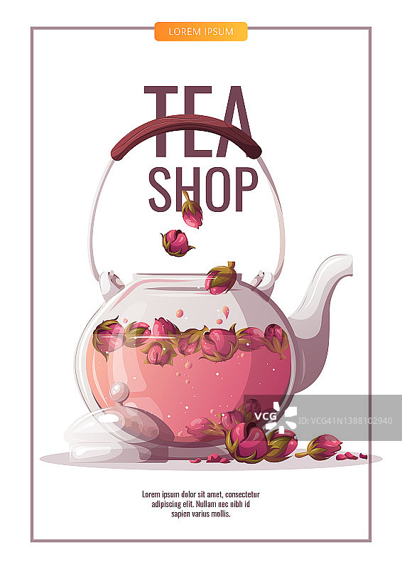茶壶与花茶。图片素材