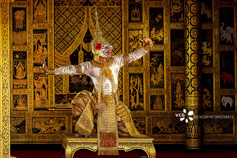 艺术文化泰国蒙面孔府舞蹈，文学中的托札干和哈努曼，泰国文化，泰国图片素材