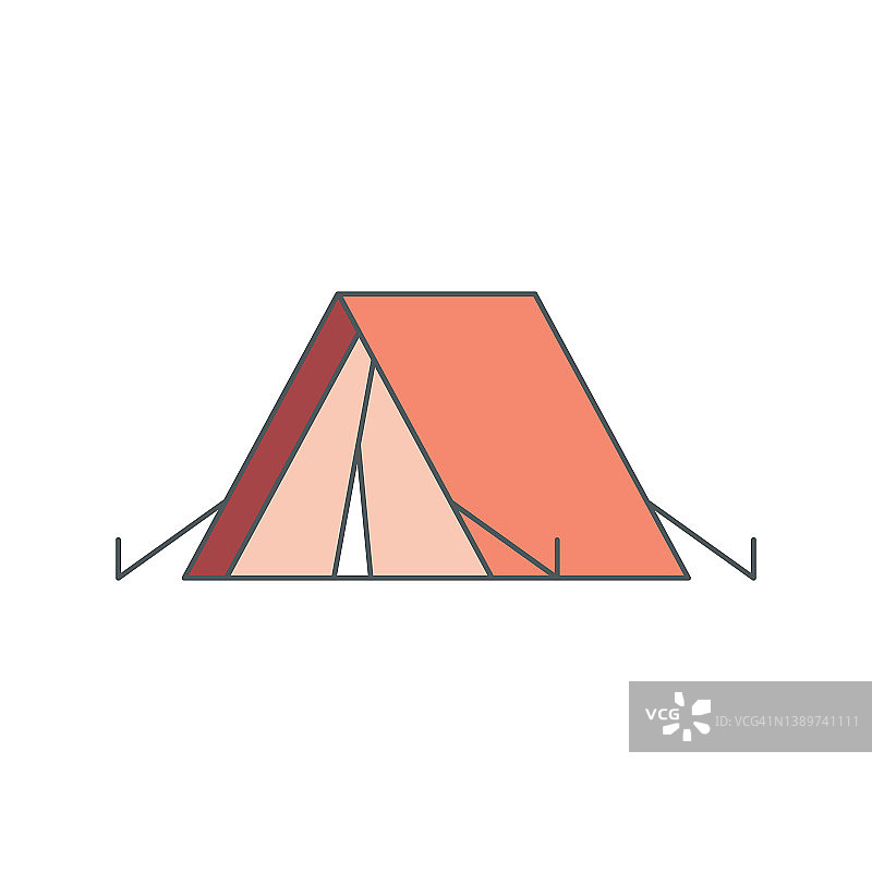 带有可编辑笔画的帐篷平线图标图片素材