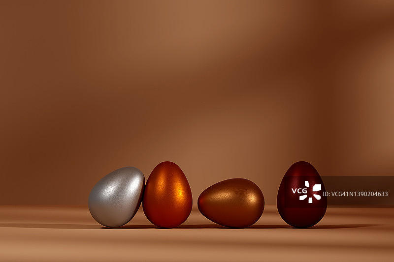 排金属鸡蛋的三维渲染图片素材