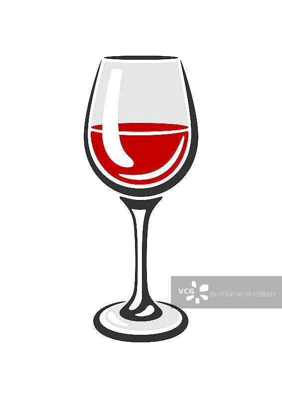 酒杯配红酒的插图。餐厅和酒吧的图片。图片素材