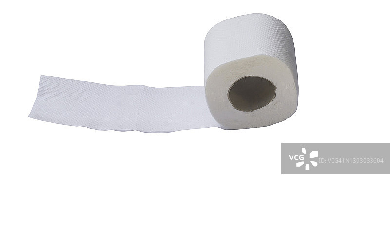 单卷白色薄纸或餐巾纸孤立在白色背景与裁剪路径图片素材