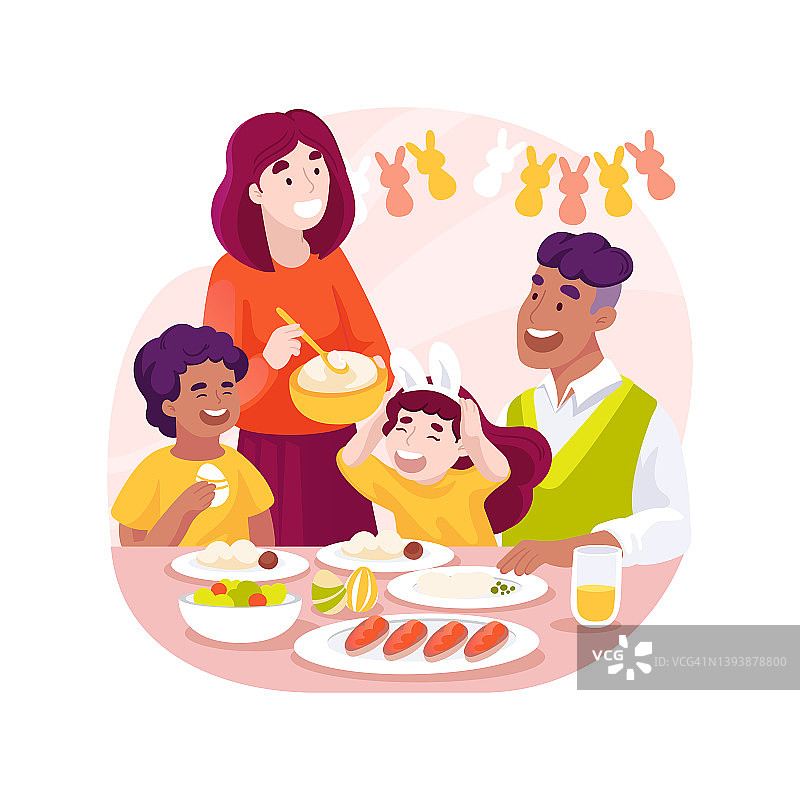 家庭早午餐孤立的卡通矢量插图。图片素材