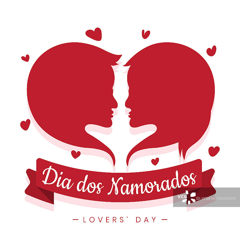 纳莫拉多斯6月12日巴西情人节心形海报女孩男孩剪影矢量图片素材
