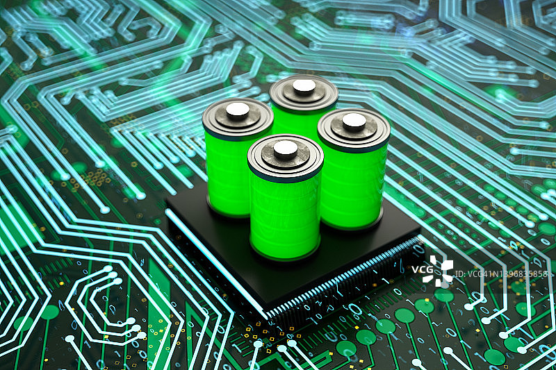 带电池的CPU和计算机芯片图片素材