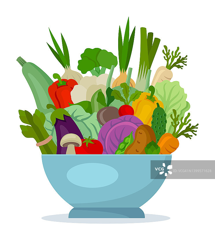 蔬菜碗。素食食物。图片素材