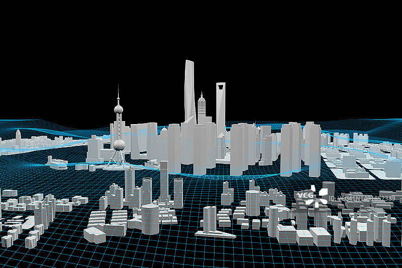 带有科技感的城市天际线图片素材