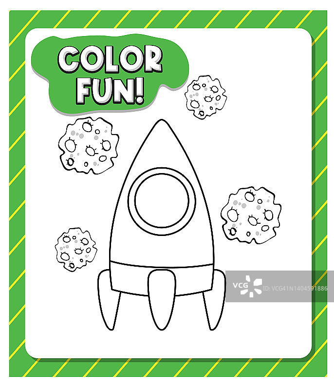 工作表模板与颜色的乐趣!文字和火箭轮廓图片素材