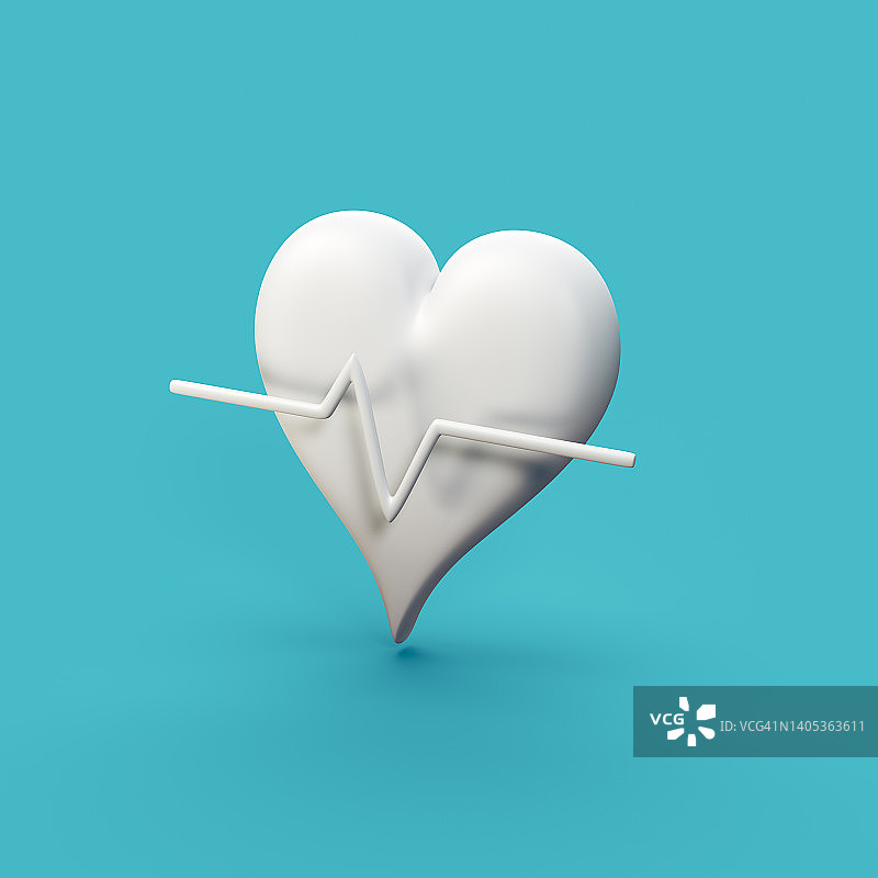 心脏形状监测率风格化的三维CGI图标对象图片素材