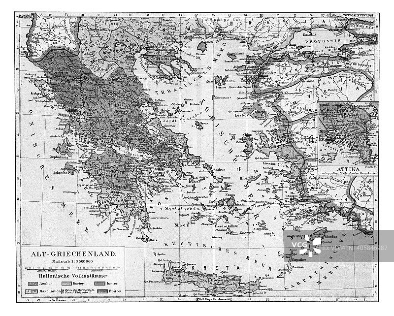 古希腊的彩色印刷术地图图片素材