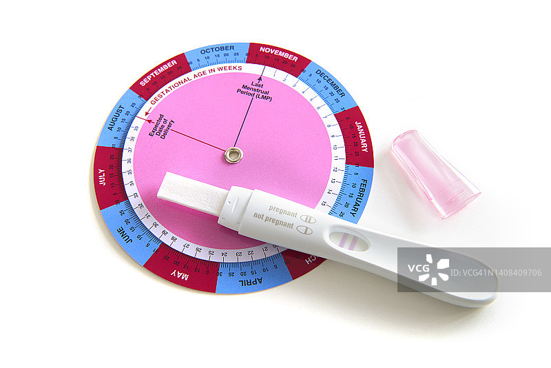 孕检阳性，带生育计算器图片素材