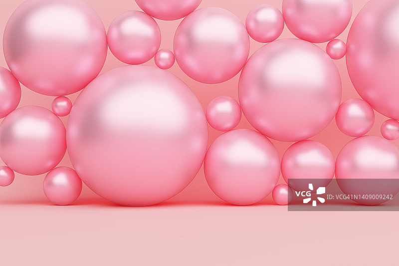 泡沫泡沫肥皂球圈热粉红色金色反光发光概念广告甜女孩。优雅奢华的背景。图片素材