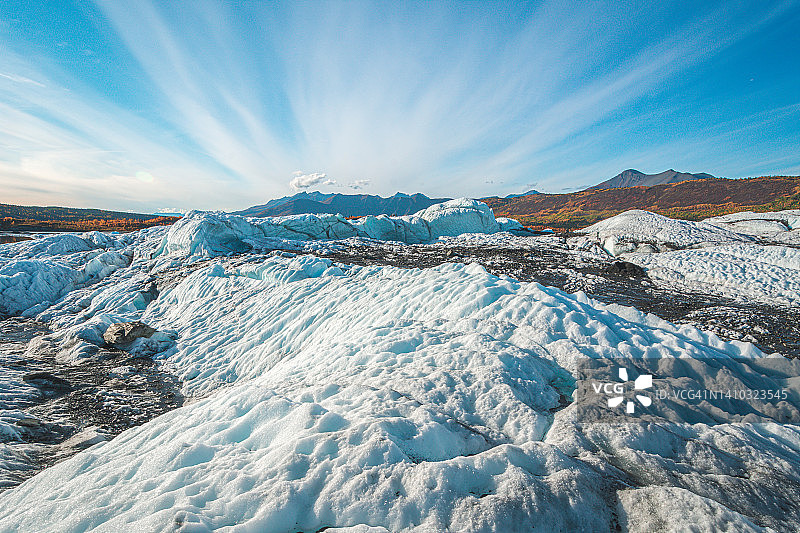 阿拉斯加格伦高速公路附近的马塔努斯卡冰川。图片素材
