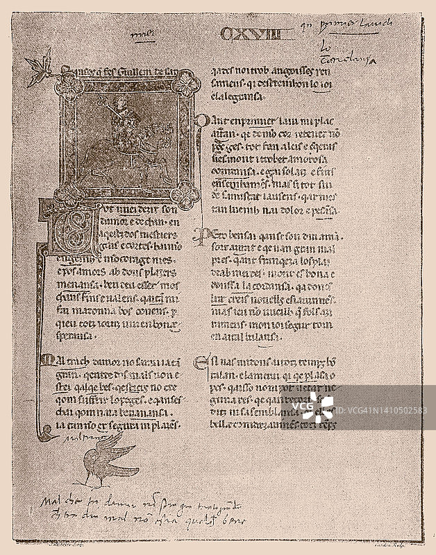 14世纪民谣歌手的手稿图片素材