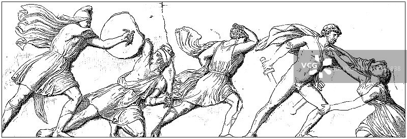 古董插图:希腊艺术，哈利卡纳苏斯陵墓图片素材