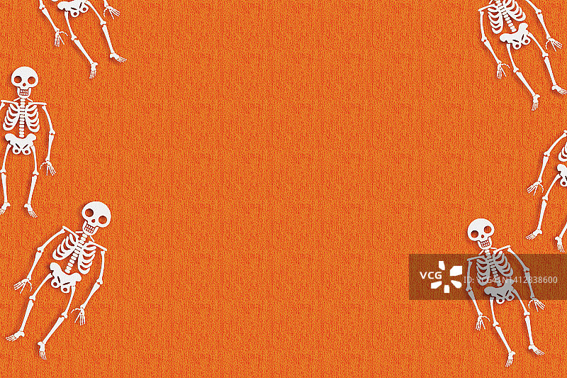 万圣节背景骷髅和蜘蛛都是橙色的图片素材