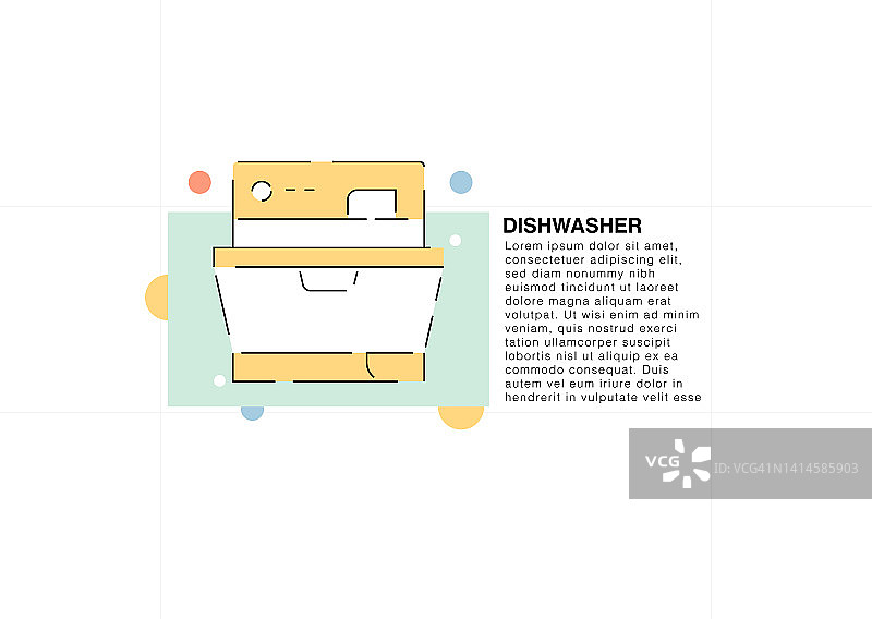 洗碗机彩色线条图标图片素材