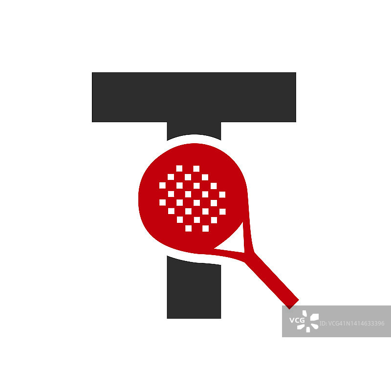 字母T球拍标志设计矢量模板。沙滩乒乓球俱乐部标志图片素材